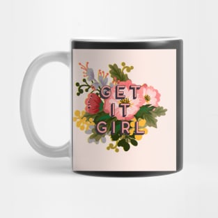 Get It Girl Floral Girl Boss Motivational Quote Mug